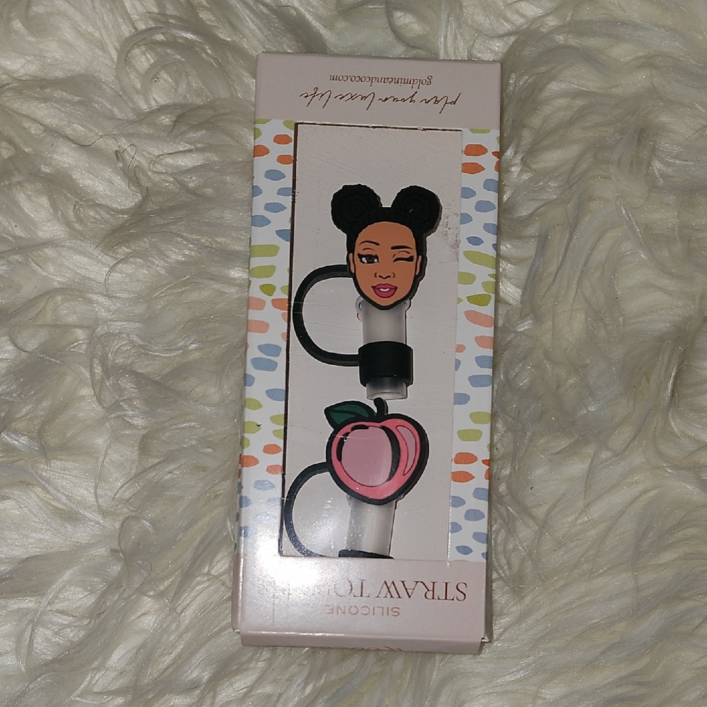 New In Box Decorative Silicone Straw Topper